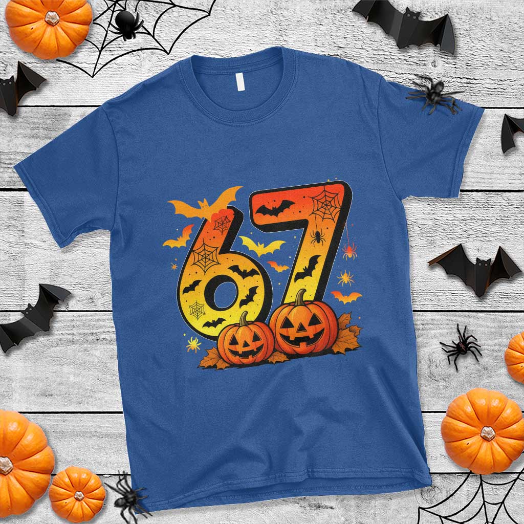 Funny 67 Halloween T Shirt Spooky Six Seven Meme Gen Alpha Slang TS11 Royal Blue Print Your Wear