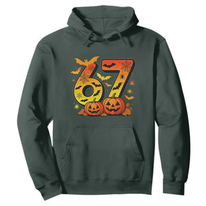 Funny 67 Halloween Hoodie Spooky Six Seven Meme Gen Alpha Slang TS11 Dark Forest Green Print Your Wear