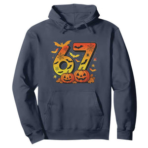 Funny 67 Halloween Hoodie Spooky Six Seven Meme Gen Alpha Slang TS11 Navy Print Your Wear