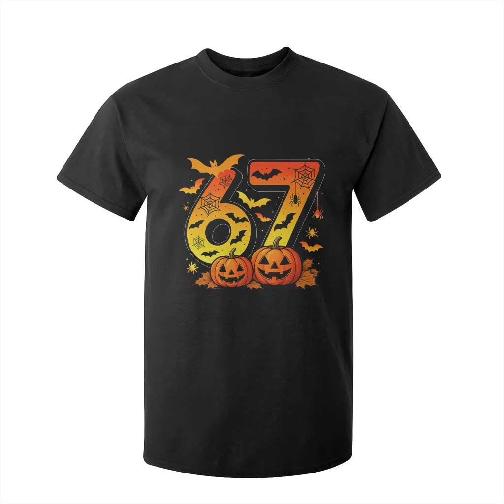 Funny 67 Halloween T Shirt For Kid Spooky Six Seven Meme Gen Alpha Slang TS11 Black Print Your Wear