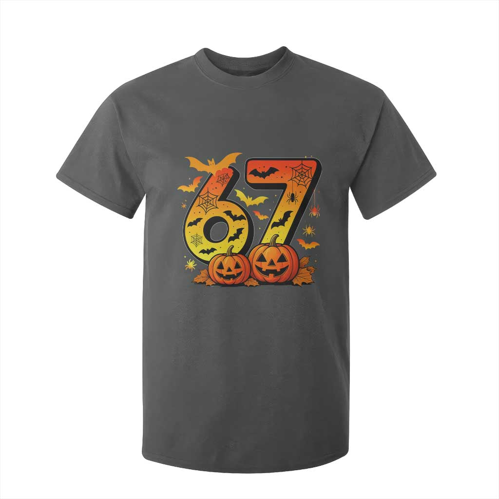 Funny 67 Halloween T Shirt For Kid Spooky Six Seven Meme Gen Alpha Slang TS11 Dark Heather Print Your Wear