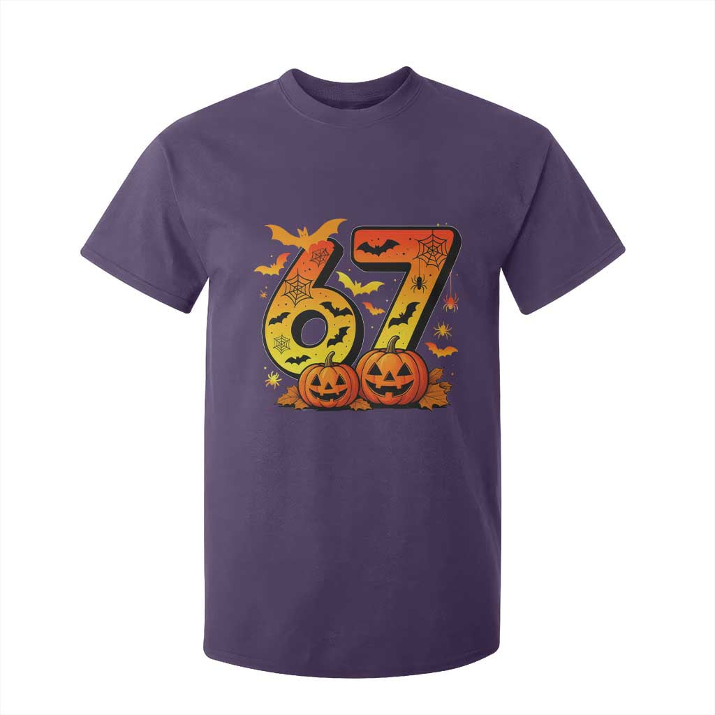 Funny 67 Halloween T Shirt For Kid Spooky Six Seven Meme Gen Alpha Slang TS11 Purple Print Your Wear