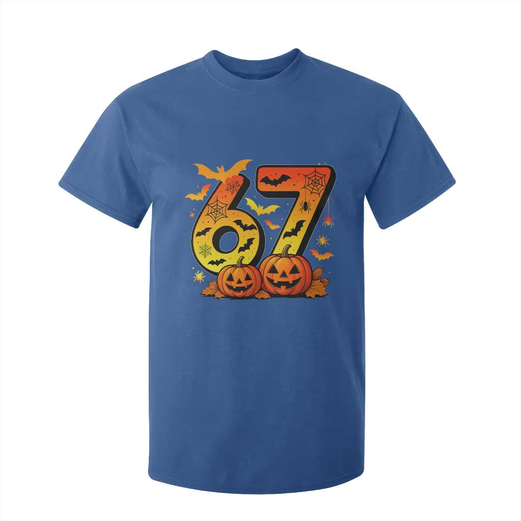 Funny 67 Halloween T Shirt For Kid Spooky Six Seven Meme Gen Alpha Slang TS11 Royal Blue Print Your Wear