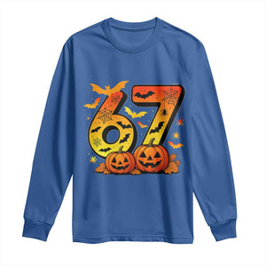 Funny 67 Halloween Long Sleeve Shirt Spooky Six Seven Meme Gen Alpha Slang TS11 Royal Blue Print Your Wear