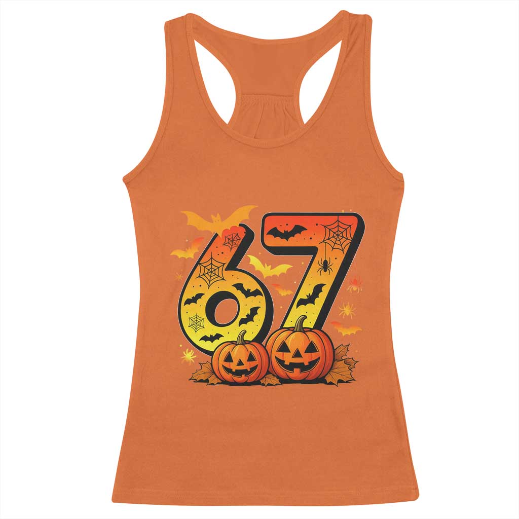 Funny 67 Halloween Racerback Tank Top Spooky Six Seven Meme Gen Alpha Slang TS11 Orange Print Your Wear