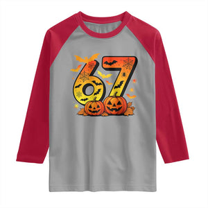 Funny 67 Halloween Raglan Shirt Spooky Six Seven Meme Gen Alpha Slang TS11 Sport Gray Red Print Your Wear