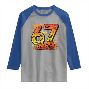 Funny 67 Halloween Raglan Shirt Spooky Six Seven Meme Gen Alpha Slang TS11 Sport Gray Royal Print Your Wear