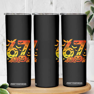Funny 67 Halloween Skinny Tumbler Spooky Six Seven Meme Gen Alpha Slang TS11 Print Your Wear