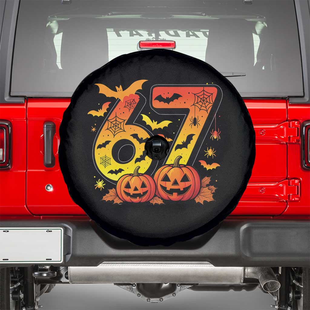 Funny 67 Halloween Spare Tire Cover Spooky Six Seven Meme Gen Alpha Slang TS11 Black Print Your Wear