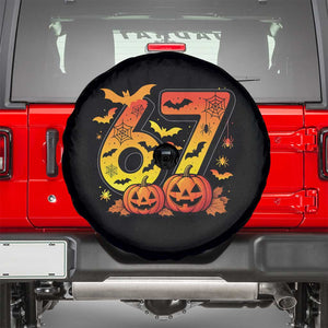 Funny 67 Halloween Spare Tire Cover Spooky Six Seven Meme Gen Alpha Slang TS11 Black Print Your Wear
