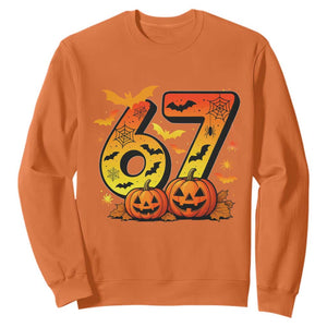 Funny 67 Halloween Sweatshirt Spooky Six Seven Meme Gen Alpha Slang TS11 Orange Print Your Wear