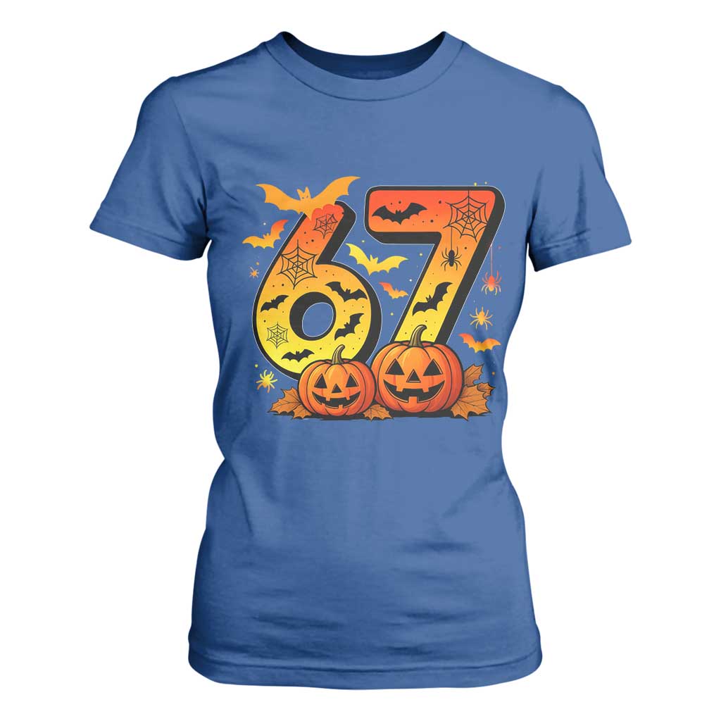 Funny 67 Halloween T Shirt For Women Spooky Six Seven Meme Gen Alpha Slang TS11 Royal Blue Print Your Wear