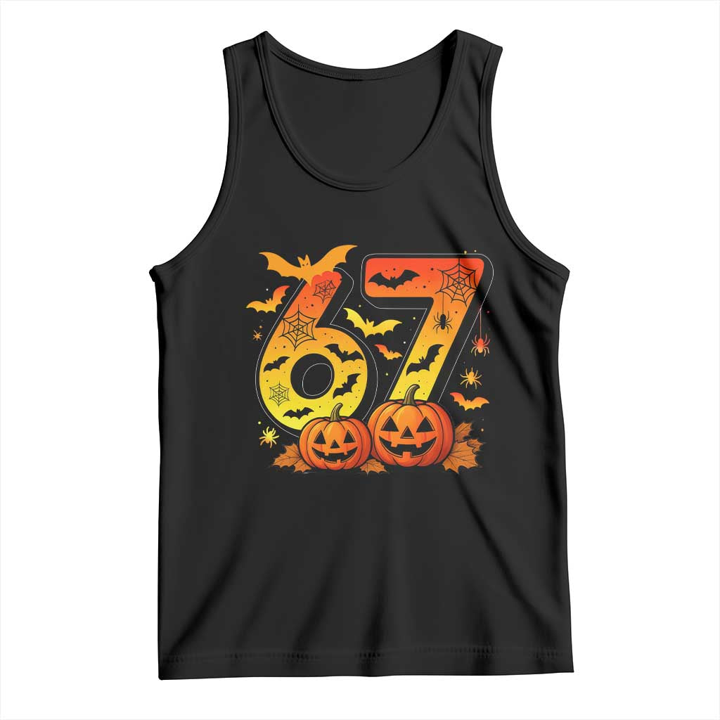 Funny 67 Halloween Tank Top Spooky Six Seven Meme Gen Alpha Slang TS11 Black Print Your Wear