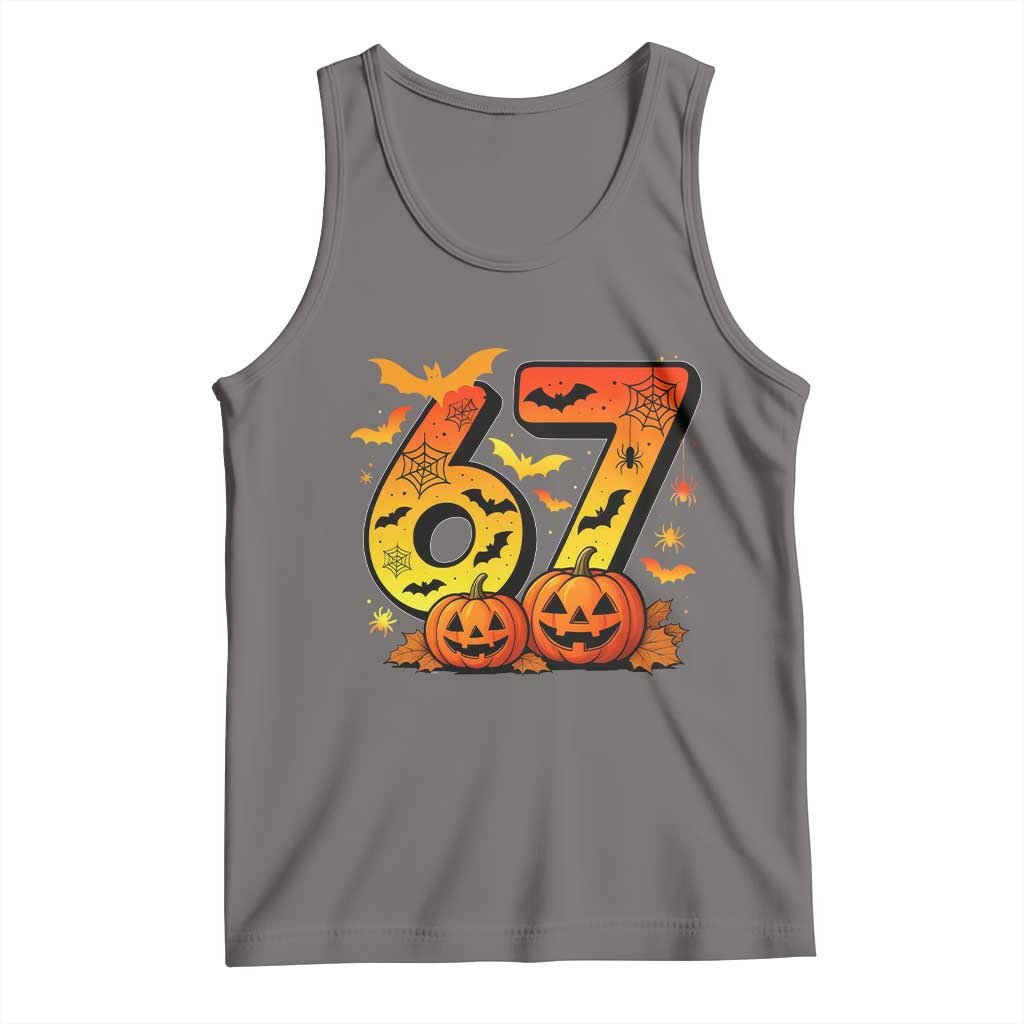 Funny 67 Halloween Tank Top Spooky Six Seven Meme Gen Alpha Slang TS11 Deep Heather Print Your Wear