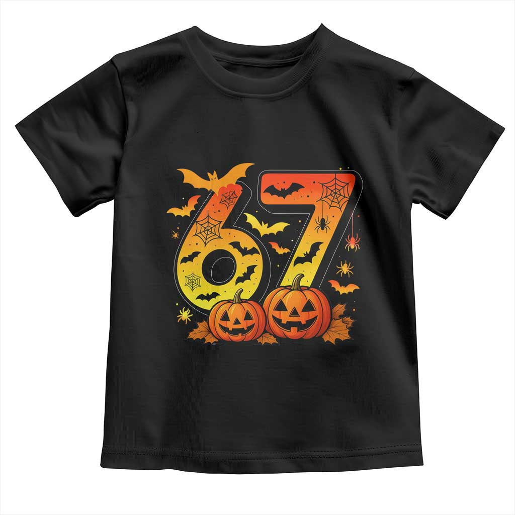 Funny 67 Halloween Toddler T Shirt Spooky Six Seven Meme Gen Alpha Slang TS11 Black Print Your Wear