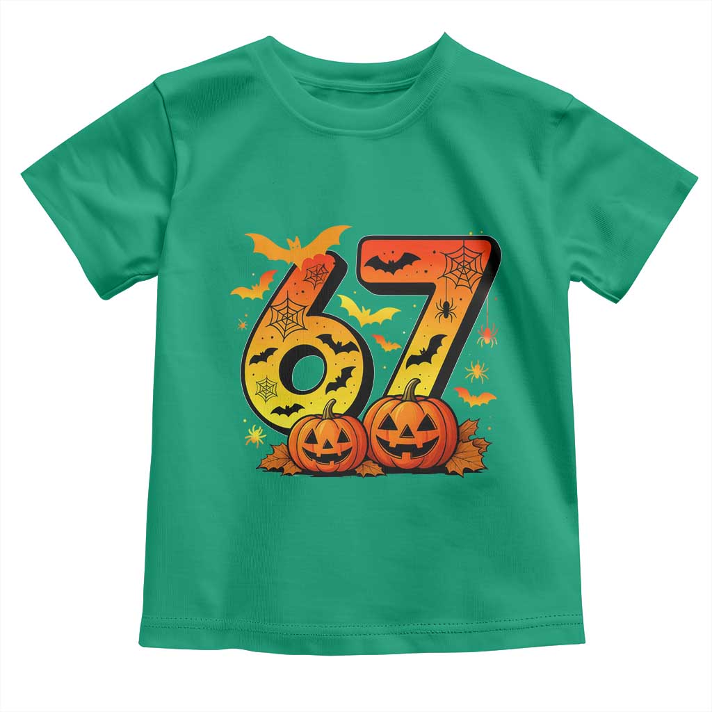 Funny 67 Halloween Toddler T Shirt Spooky Six Seven Meme Gen Alpha Slang TS11 Irish Green Print Your Wear