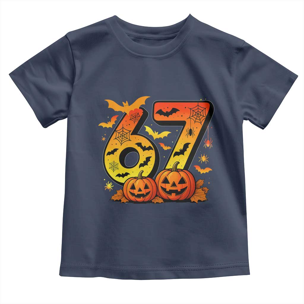 Funny 67 Halloween Toddler T Shirt Spooky Six Seven Meme Gen Alpha Slang TS11 Navy Print Your Wear