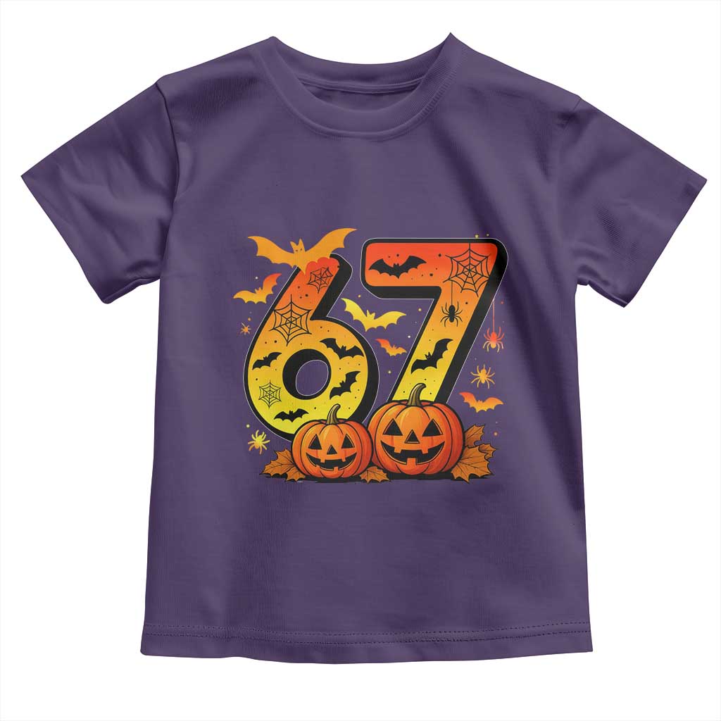Funny 67 Halloween Toddler T Shirt Spooky Six Seven Meme Gen Alpha Slang TS11 Purple Print Your Wear