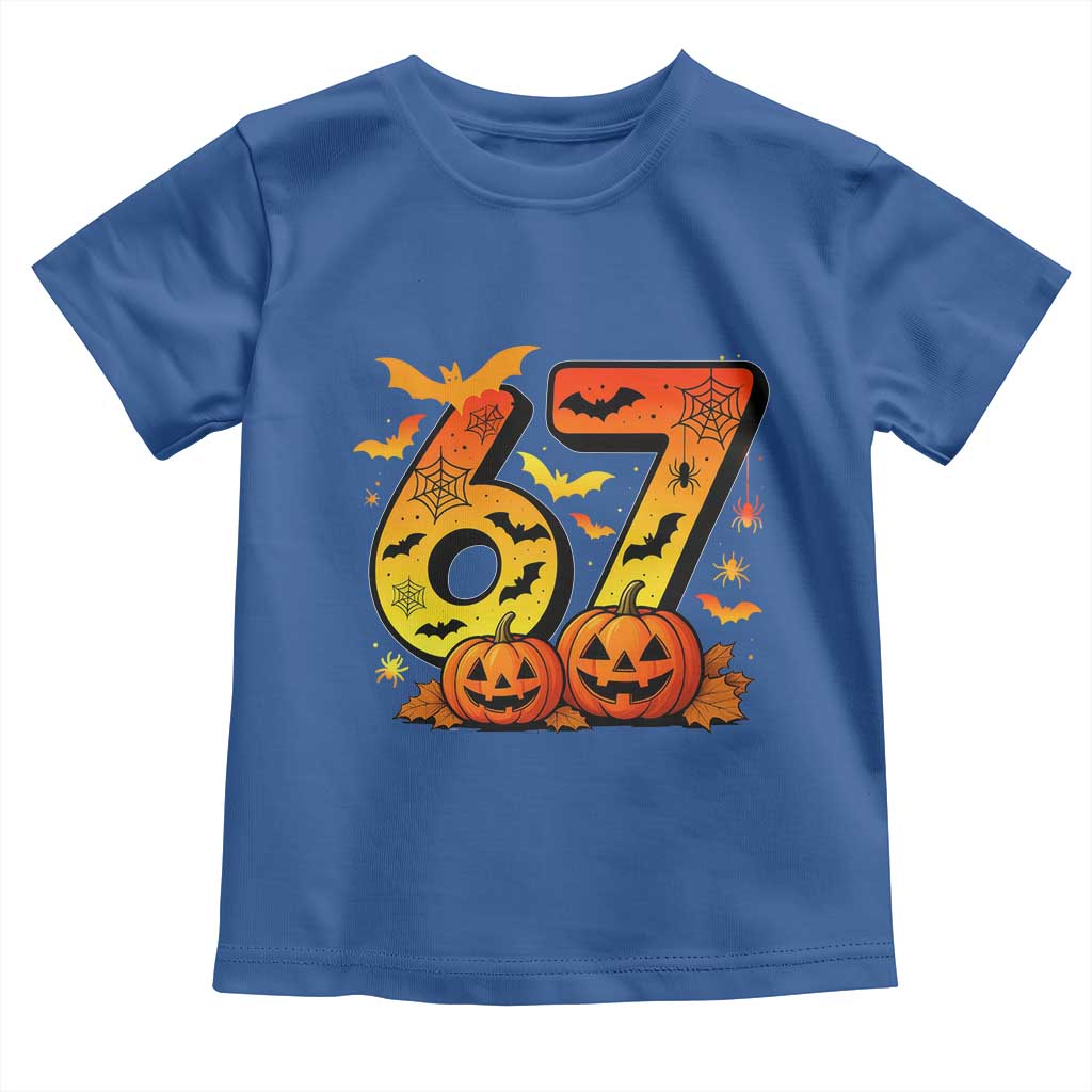 Funny 67 Halloween Toddler T Shirt Spooky Six Seven Meme Gen Alpha Slang TS11 Royal Blue Print Your Wear
