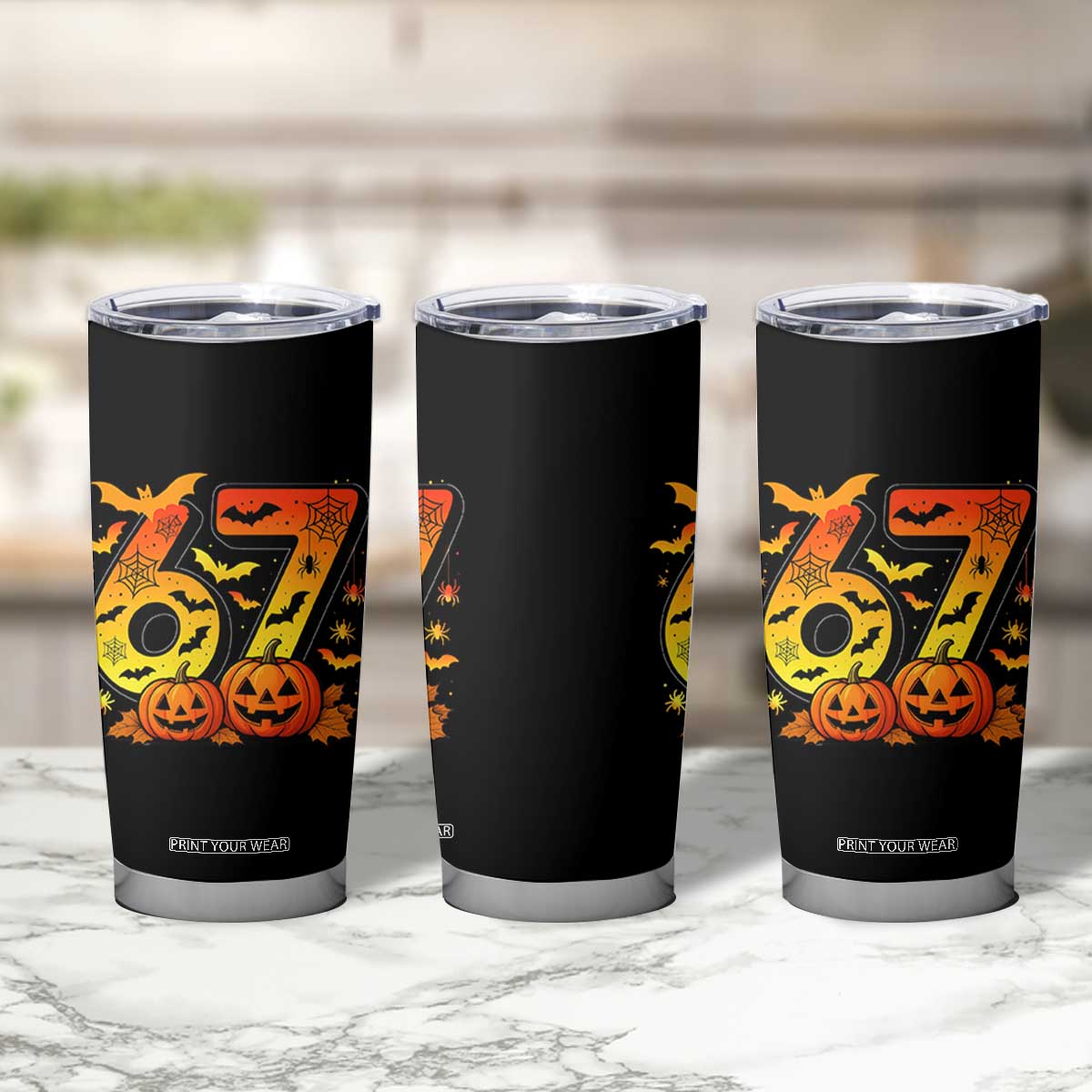 Funny 67 Halloween Tumbler Cup Spooky Six Seven Meme Gen Alpha Slang TS11 Print Your Wear