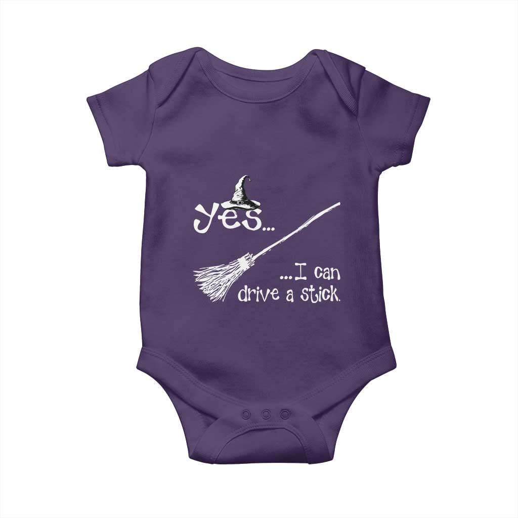 Funny Halloween Spooky Witch Baby Onesie Yes I Can Drive A Stick TS11 Purple Print Your Wear