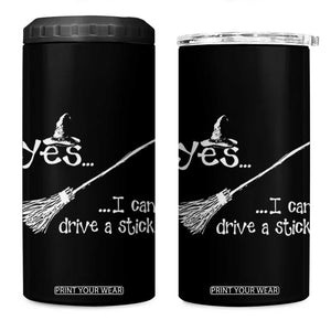 Funny Halloween Spooky Witch 4 in 1 Can Cooler Tumbler Yes I Can Drive A Stick TS11 One Size: 16 oz Black Print Your Wear