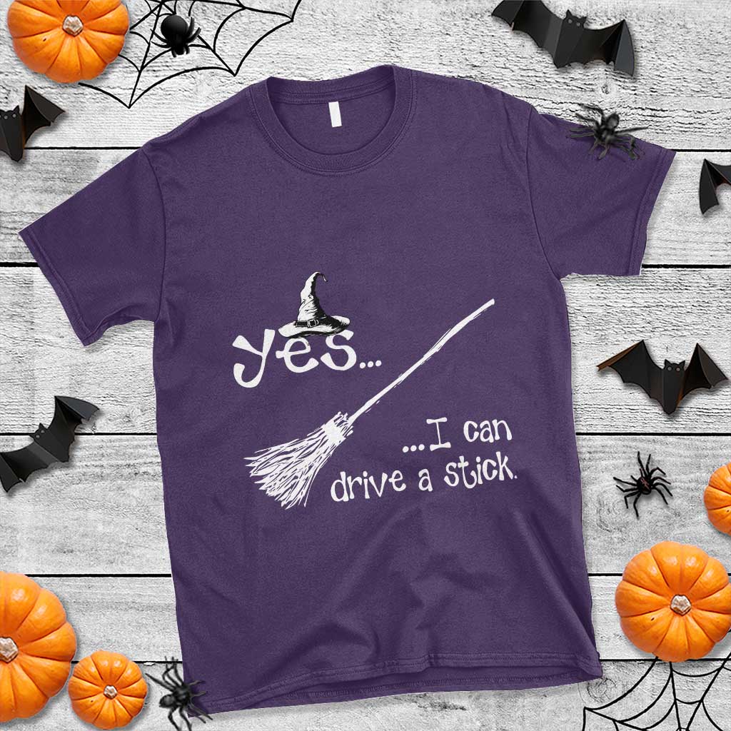 Funny Halloween Spooky Witch T Shirt Yes I Can Drive A Stick TS11 Purple Print Your Wear
