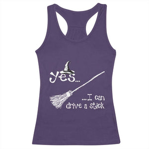 Funny Halloween Spooky Witch Racerback Tank Top Yes I Can Drive A Stick TS11 Purple Print Your Wear