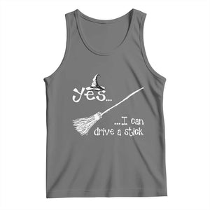 Funny Halloween Spooky Witch Tank Top Yes I Can Drive A Stick TS11 Black Heather Print Your Wear