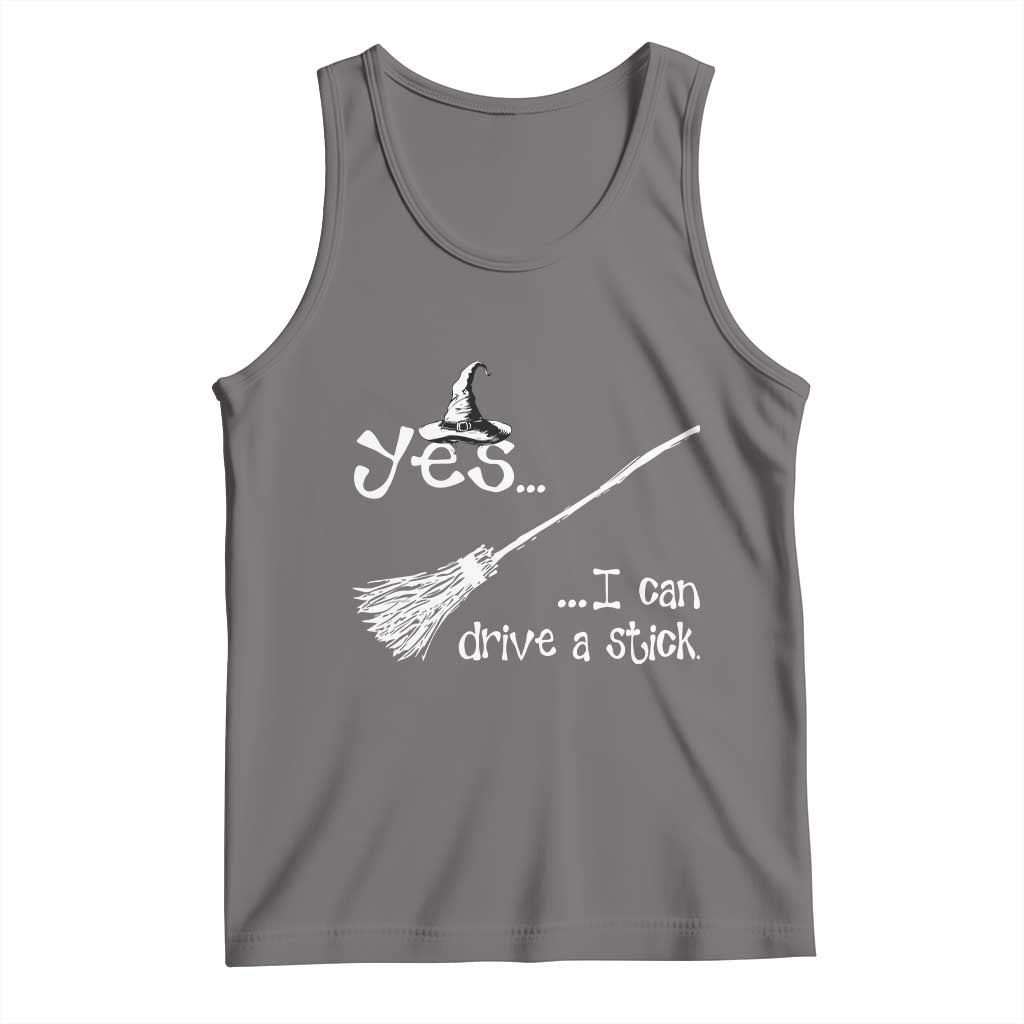 Funny Halloween Spooky Witch Tank Top Yes I Can Drive A Stick TS11 Deep Heather Print Your Wear