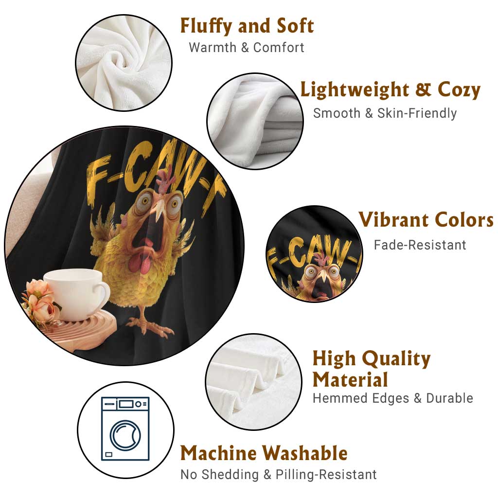 Funny F Caw F Chicken Throw Blanket Rooster Meme Humor TS11 Print Your Wear