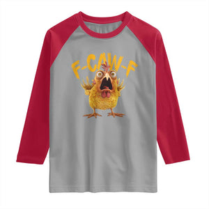 Funny F Caw F Chicken Raglan Shirt Rooster Meme Humor TS11 Sport Gray Red Print Your Wear