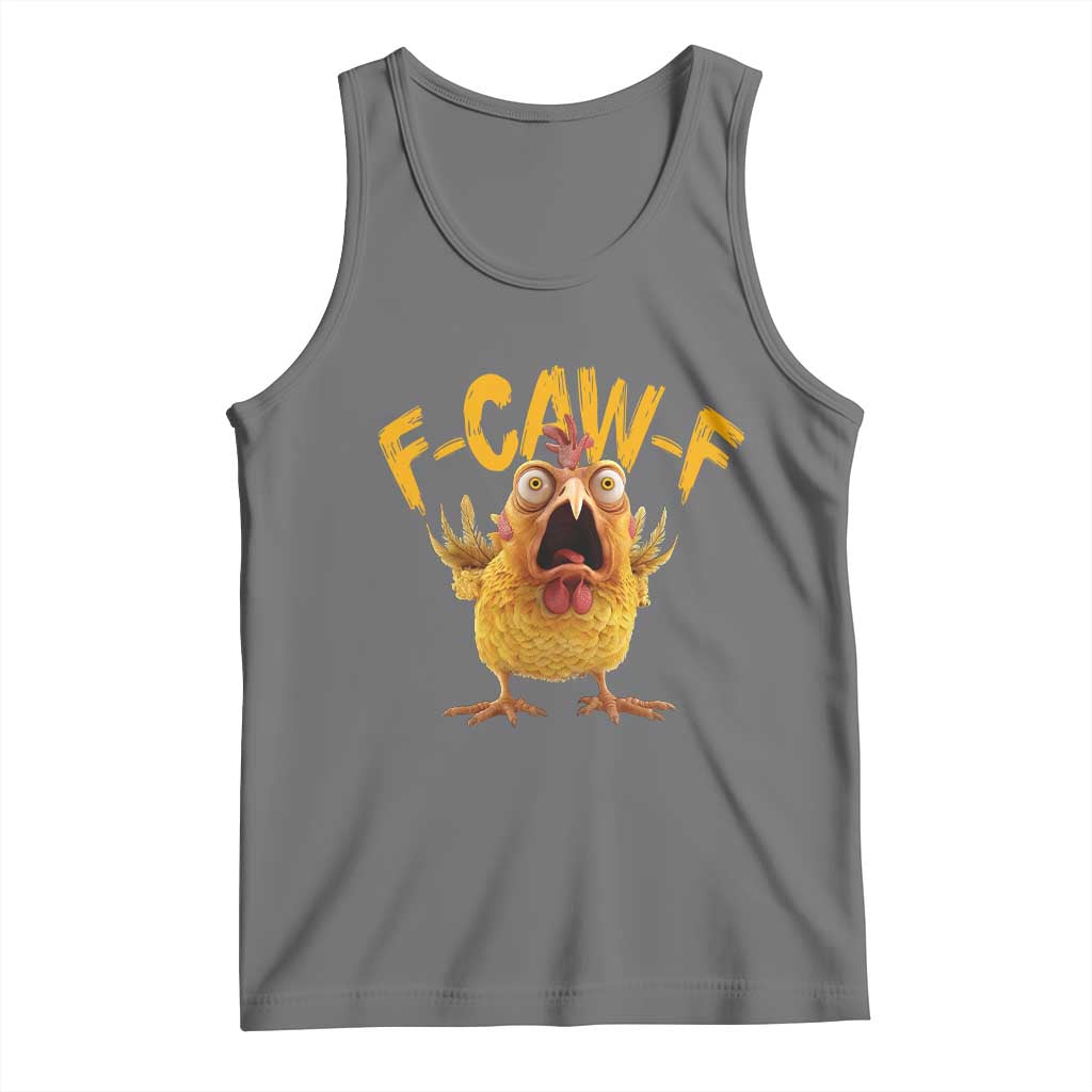 Funny F Caw F Chicken Tank Top Rooster Meme Humor TS11 Black Heather Print Your Wear