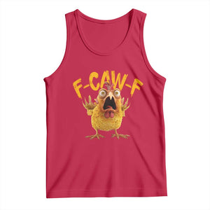 Funny F Caw F Chicken Tank Top Rooster Meme Humor TS11 Red Print Your Wear