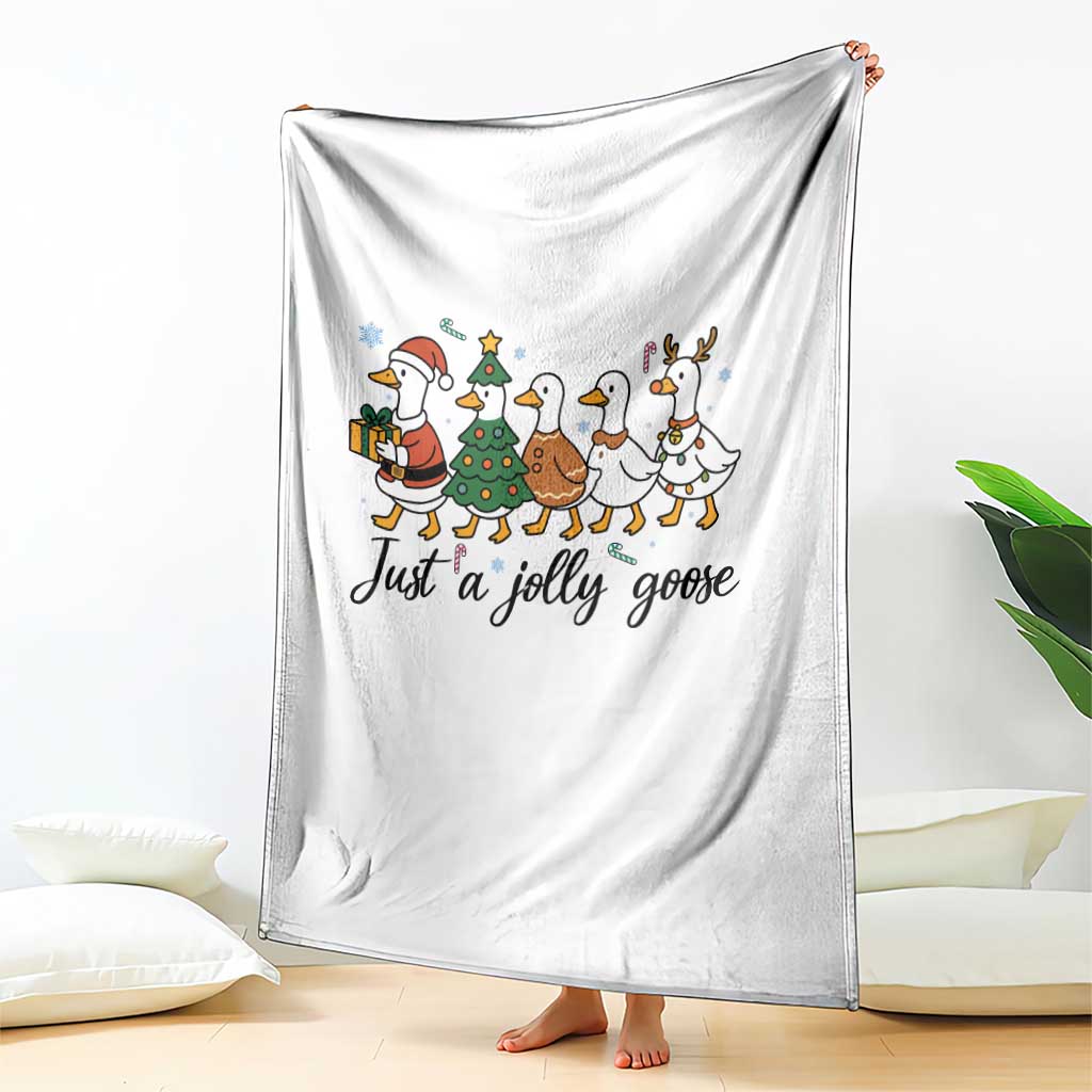 Funny Christmas Silly Goose Throw Blanket Just A Jolly Goose Xmas Poultry Animal Humor TS11 Print Your Wear