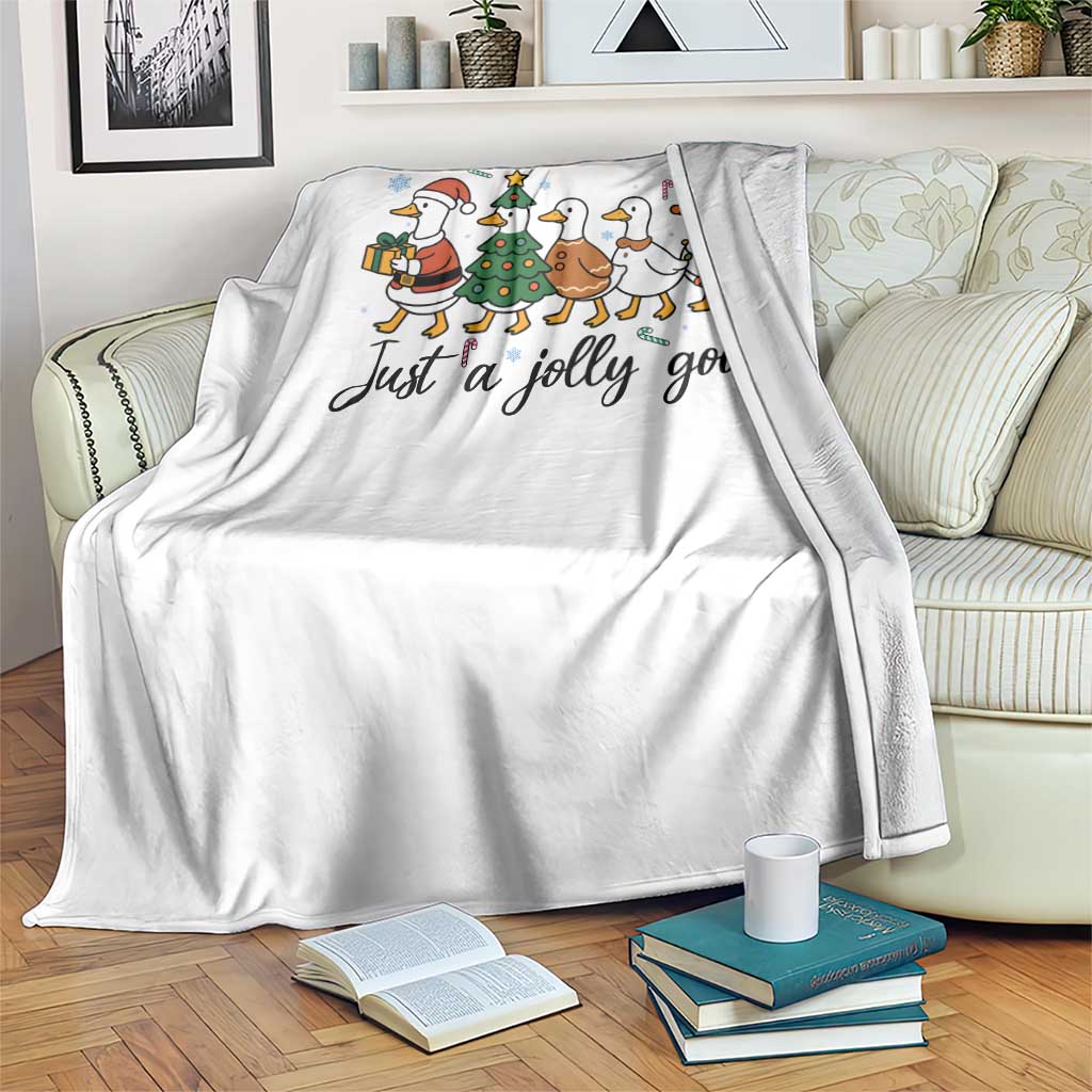 Funny Christmas Silly Goose Throw Blanket Just A Jolly Goose Xmas Poultry Animal Humor TS11 Print Your Wear