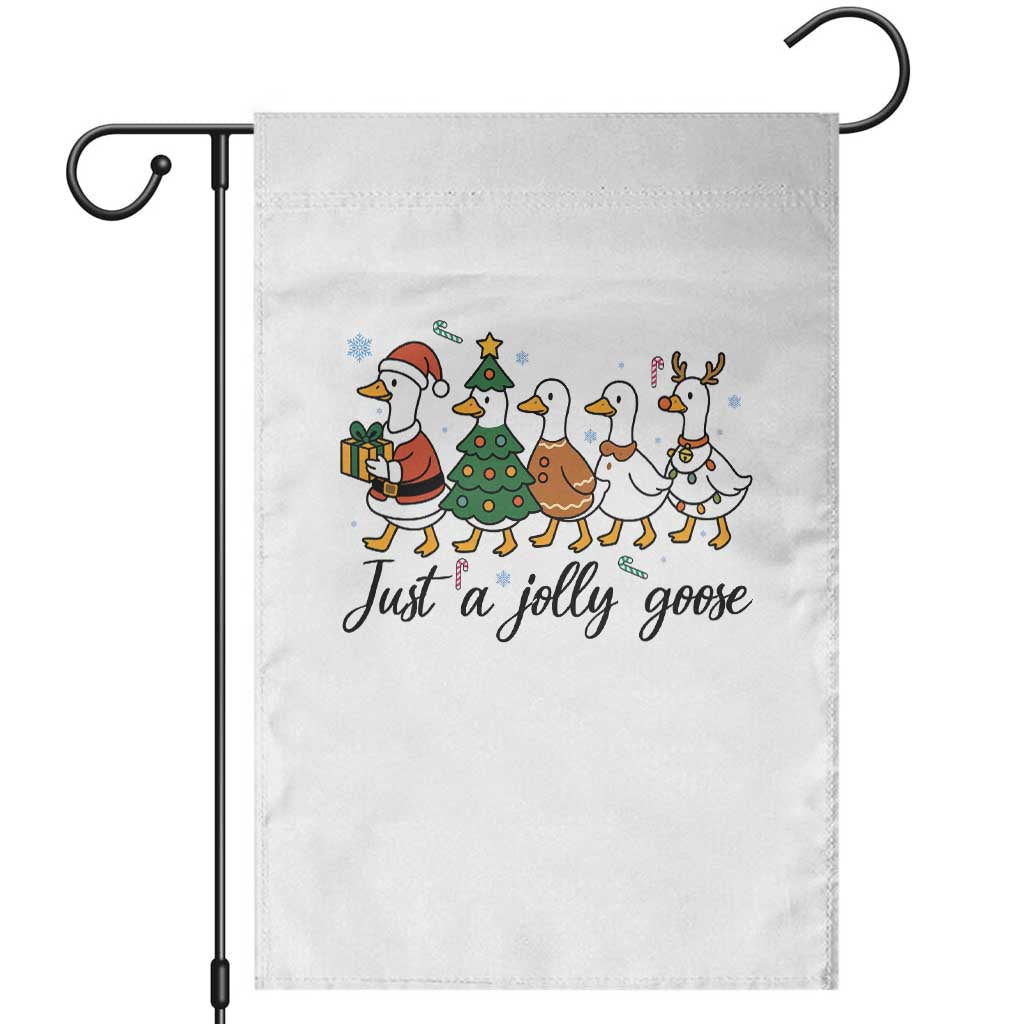 Funny Christmas Silly Goose Garden Flag Just A Jolly Goose Xmas Poultry Animal Humor TS11 White Print Your Wear