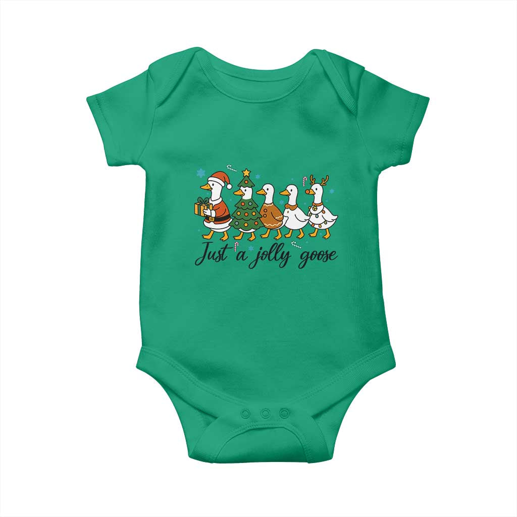 Funny Christmas Silly Goose Baby Onesie Just A Jolly Goose Xmas Poultry Animal Humor TS11 Irish Green Print Your Wear
