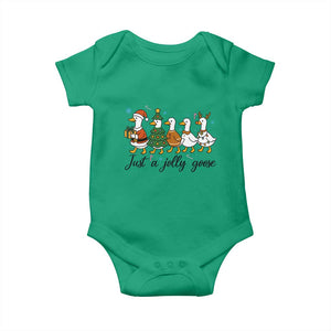 Funny Christmas Silly Goose Baby Onesie Just A Jolly Goose Xmas Poultry Animal Humor TS11 Irish Green Print Your Wear