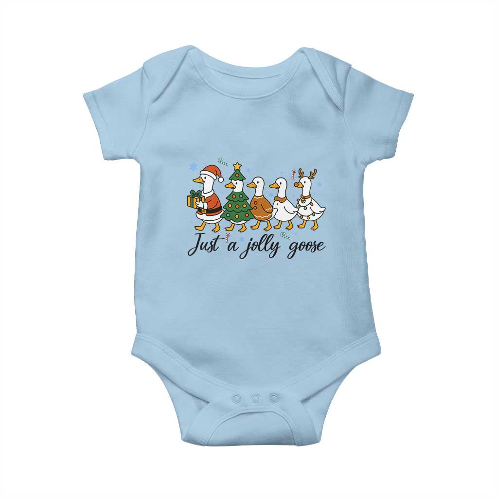 Funny Christmas Silly Goose Baby Onesie Just A Jolly Goose Xmas Poultry Animal Humor TS11 Light Blue Print Your Wear