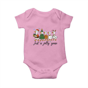 Funny Christmas Silly Goose Baby Onesie Just A Jolly Goose Xmas Poultry Animal Humor TS11 Light Pink Print Your Wear