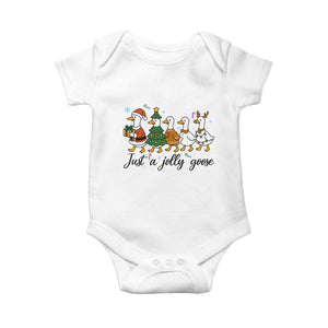 Funny Christmas Silly Goose Baby Onesie Just A Jolly Goose Xmas Poultry Animal Humor TS11 White Print Your Wear