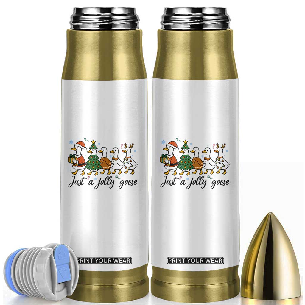 Funny Christmas Silly Goose Bullet Tumbler Just A Jolly Goose Xmas Poultry Animal Humor TS11 White Print Your Wear
