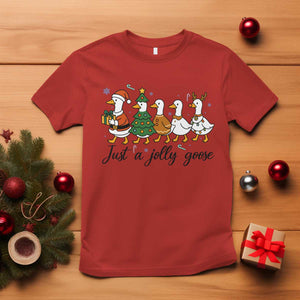Funny Christmas Silly Goose T Shirt Just A Jolly Goose Xmas Poultry Animal Humor TS11 Red Print Your Wear
