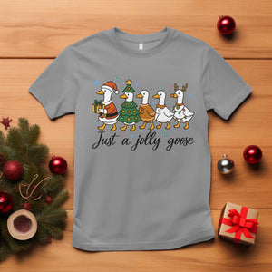 Funny Christmas Silly Goose T Shirt Just A Jolly Goose Xmas Poultry Animal Humor TS11 Sport Gray Print Your Wear