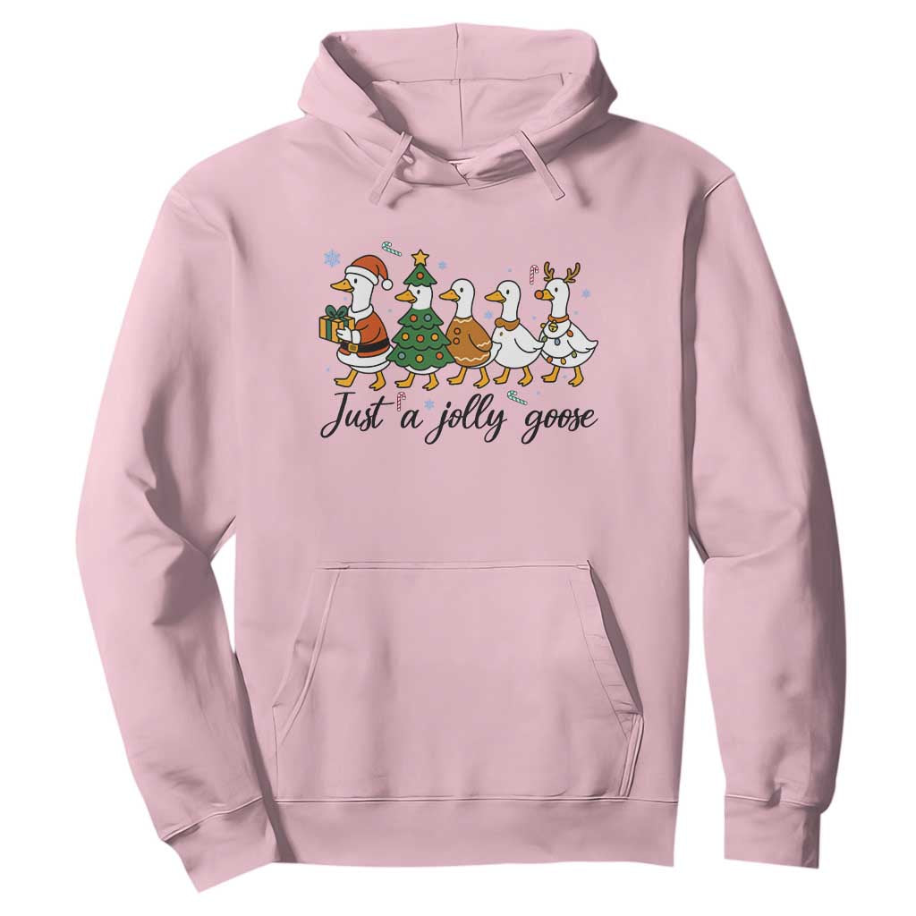 Funny Christmas Silly Goose Hoodie Just A Jolly Goose Xmas Poultry Animal Humor TS11 Light Pink Print Your Wear
