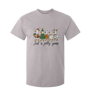Funny Christmas Silly Goose T Shirt For Kid Just A Jolly Goose Xmas Poultry Animal Humor TS11 Ice Gray Print Your Wear