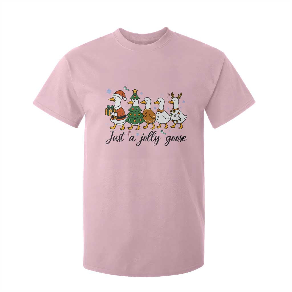 Funny Christmas Silly Goose T Shirt For Kid Just A Jolly Goose Xmas Poultry Animal Humor TS11 Light Pink Print Your Wear