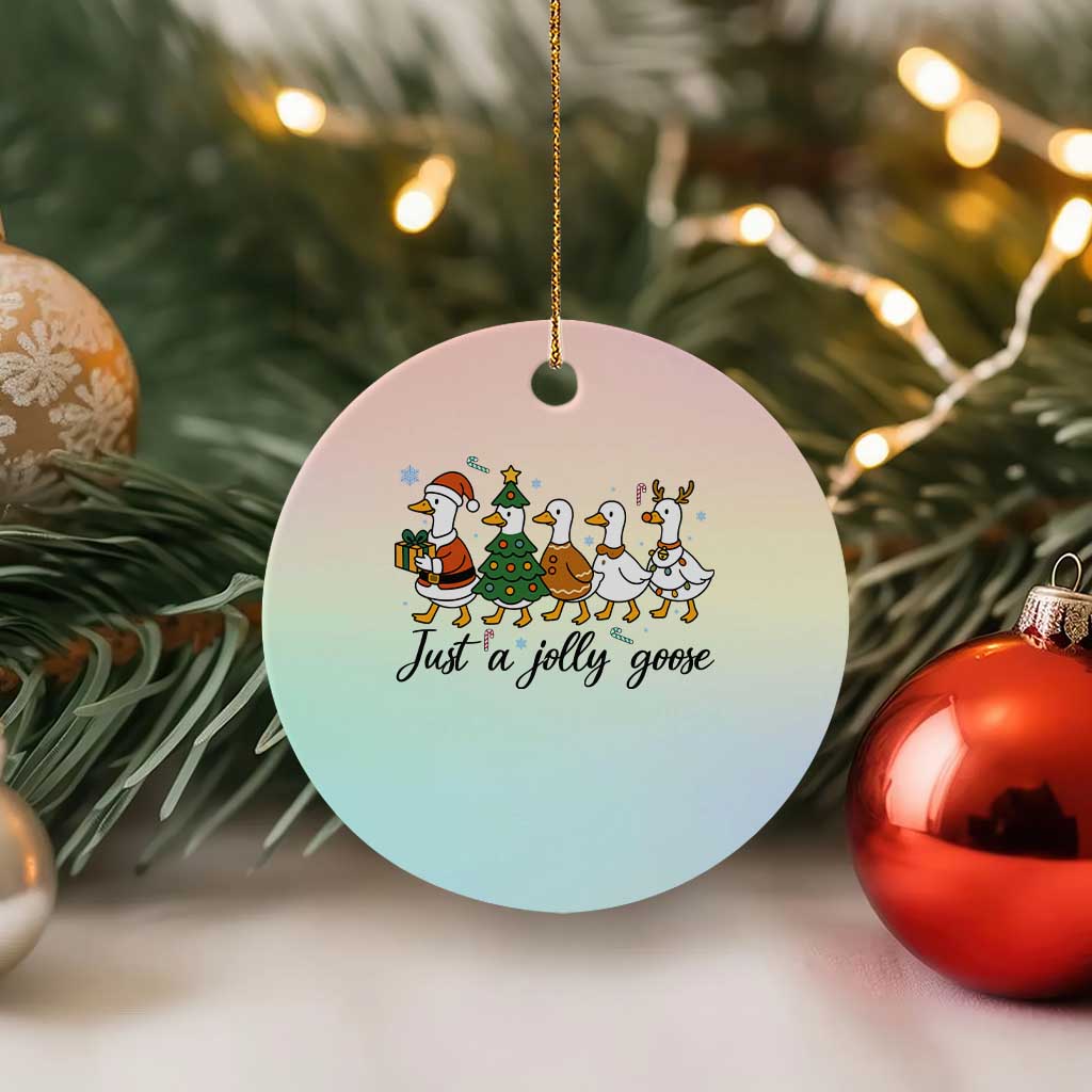 Funny Christmas Silly Goose Ceramic Ornament Just A Jolly Goose Xmas Poultry Animal Humor TS11 1pc Pastel Print Your Wear