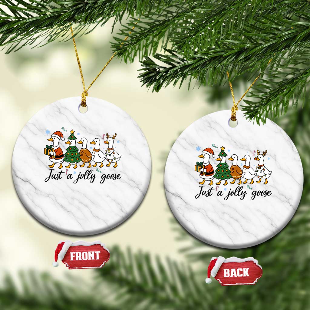 Funny Christmas Silly Goose Ceramic Ornament Just A Jolly Goose Xmas Poultry Animal Humor TS11 1pc White Marble Print Your Wear